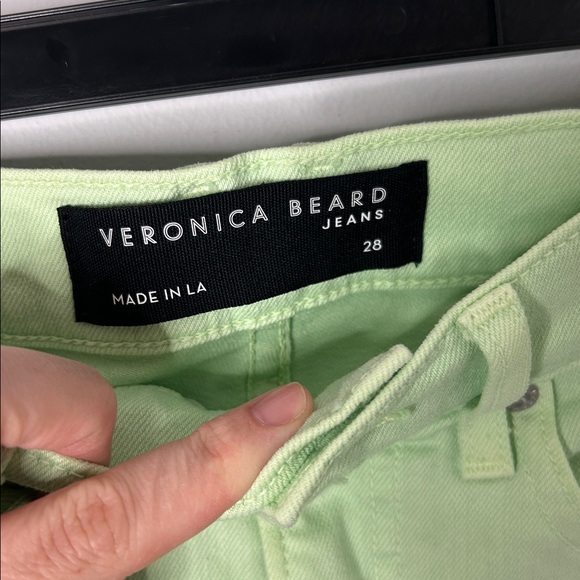 Veronica Beard Carly Kick Flare Pistachio High Rise Crop Jeans - Picture 3 of 7